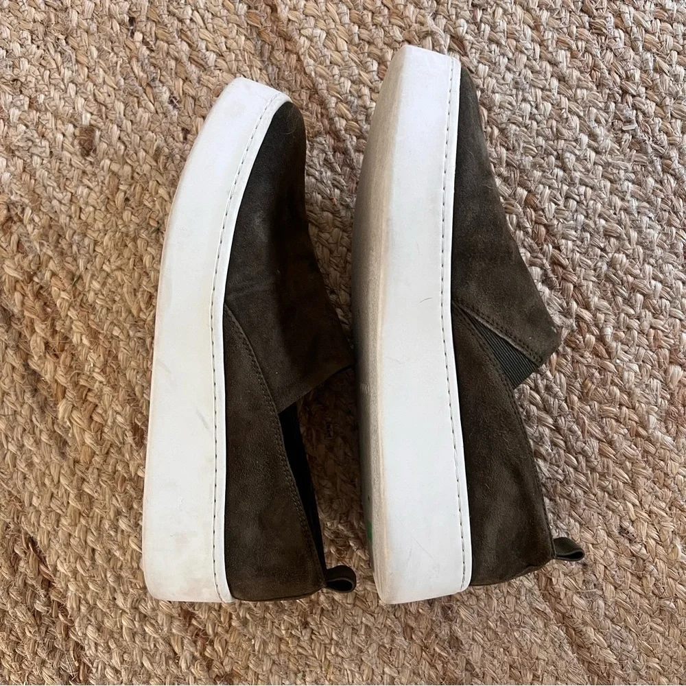 Vince Olive Green Suede-like Sneaker - Picture 3 of 3